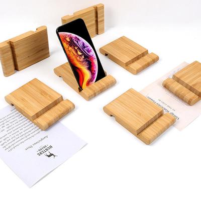 China Compatiable with 130*80*16mm iPad 130*80*16mm Bamboo Adjustable Lazy Bracket Mobile Phone Smartphone Desktop Stand for iPhone for sale