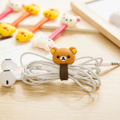 China 3Pc Kawaii Case USB Wire Protector Line Chick Shockproof Bobbin Winder Cord Protector Data Line Bear Earphone Stationery Stand Holder for sale