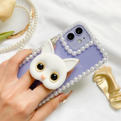 China 3D Mirror Cat Phone Stand Cute Portable Vanity Ring Mobile Holder For iPhone 13 12Pro X 8 Xiaomi Realme Samsung Waterproof Maximum Girl Gift for sale