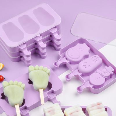 China Eco-friendly Cartoon Ice Cream Mold Silicone Popsicle Molds Reusable Cake Pop Mold For Summer Party for sale