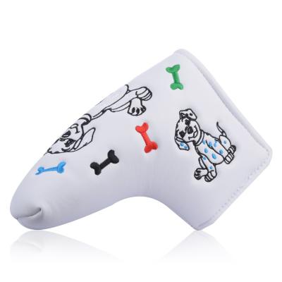 China Custom 3D Embroidery Europe Golf PU Leather Putter Cover Soft Driver Headcover Europe for sale