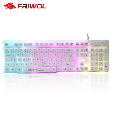 China Wholesale OEM USB Metal 104 Keys Backlit Wired Keyboard White Game Yes for sale