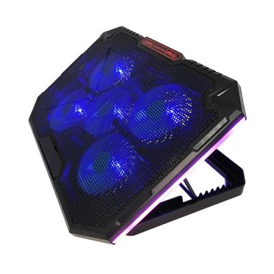 China RGB Laptop Pad 5 Stepless Cooling Fans RGB Regulatory Colorful Laptop Cooler Gaming Cooling Pad for sale