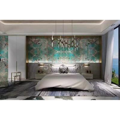 China Modern Luxury Green Granite Background Wall Brazil Amazon Green Quartzite Flooring for sale