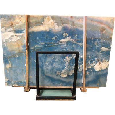 China Building Price Natural Jade Marble Backlit Large Transparent Blue Onyx Stone Slabs for sale