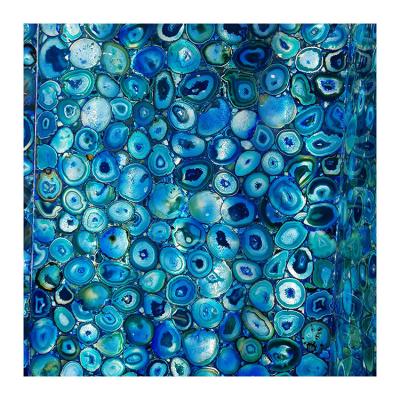 China Wholesale Price Tile Modern Semi Precious Stone Blue Agate Slabs Countertops for sale