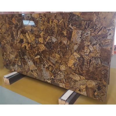 China Modern Fossil Wood Grass Stone Brown Jade Agate Stone Natural Petrified Wood Slab for sale