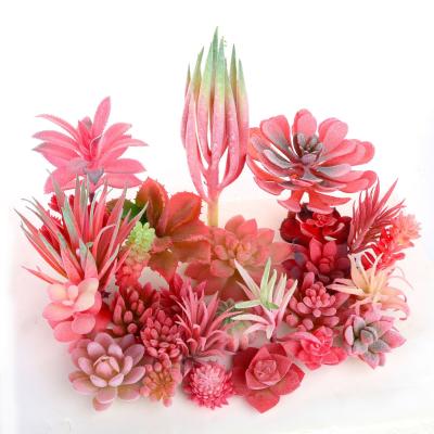 China Eco-friendly DIY Plant Red Flocking Artificial Succulent for sale