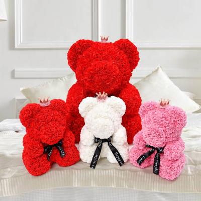 China Wholesale natural hot sale valentine's gift 40cm touch rose bear pearl bear for sale