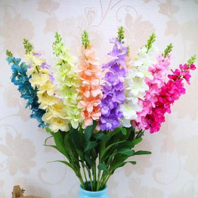 China Home Decoration Popular Plant Artificial Silk Flower Wholesale Delphinium For Home Decoration Simple Violet Flowers for sale