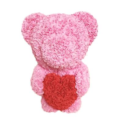 China High Quality Rose Bear Teddy Bear For Valentine's Day Decoration Soap Flower PE Rose Bear Girlfriend Gift for sale