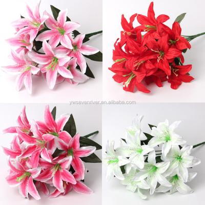 China Simulation Lily 10 Head Lily Fragrance Wedding Flower Home Decoration Silk Tiger Flower SR117150 for sale