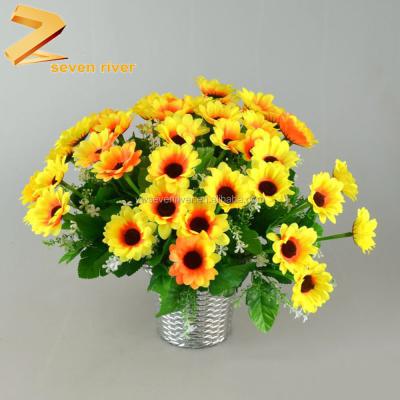 China Natural Touch Artificial Flowers 7 Heads Mini Bouquet Sunflowers for sale