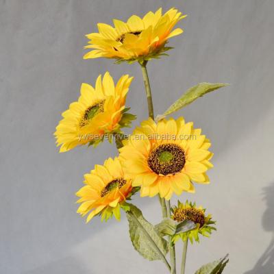 China Artificial Silk Flower 5 Single Heads 102cm Large Fake Sunflowers for sale