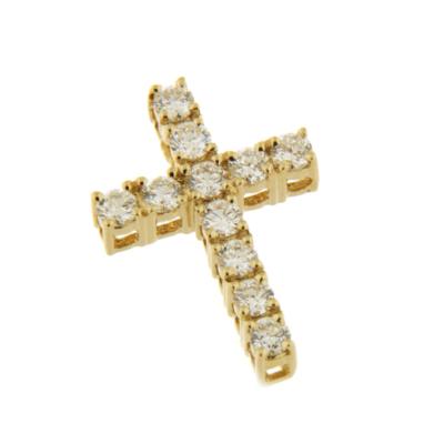 China Hong Kong Manufacturer Religious Diamond Cross 18K Yellow Gold Religious Diamond Pendant Jewelry for sale