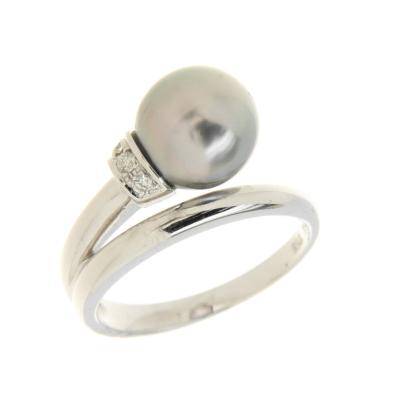 China Manufacturer Bling Bohemia 18K White Gold CLASSIC Diamond With Pearl Ring For Women for sale