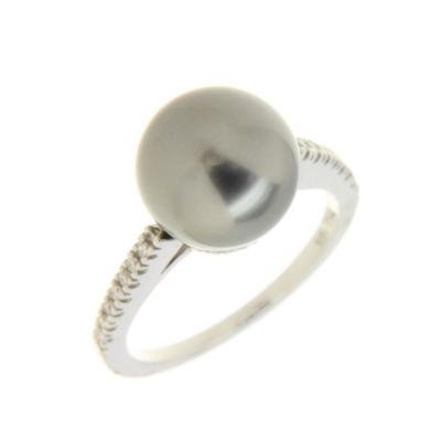 China 18K Gold Diamond Gift With Pearl Ring White Casual Bling Daily Wear CLASSIC For Girl for sale