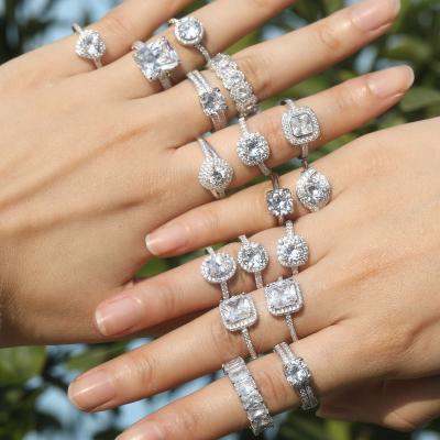 China CLASSIC classic silver rings with love heart shape Crystal Wedding and part Ring For Women Silver Jewelry large for sale