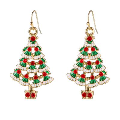 China Cute Environmentally Friendly Jewelry Santa Claus Christmas Tree Pendant Earrings Holiday Gifts For Women for sale