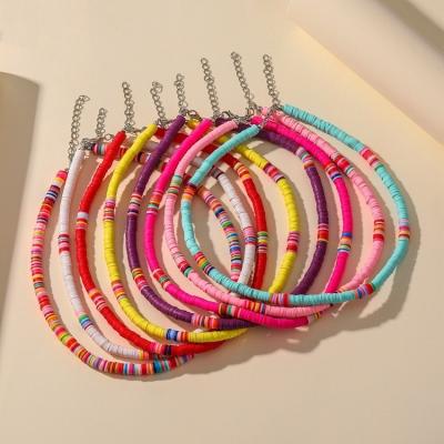 China Multicolor Personality Clay Clavicle Chain Necklace Jewelry Eco-Friendly Fashionable Bohemian Jewelry Boho Style Beach Ins Colorful Soft Necklace for sale