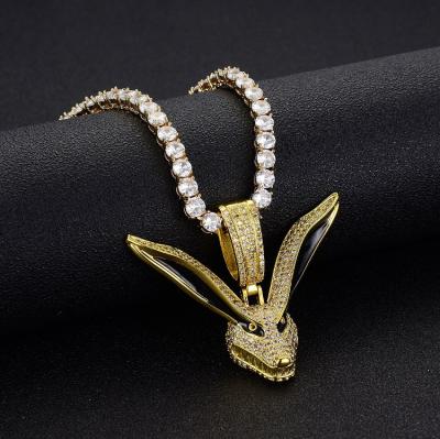 China Environmental Friendly Fashion Hip Hop Diamond Fox Bad Bunny Pendant Iced Out Zircon Necklace Hip Hop Jewelry Pendant Gift for sale