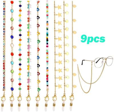 China Mask Glasses Holder 9PCS Face Glasses Chain Holder Glass Chain Lanyard For Women Kids for sale