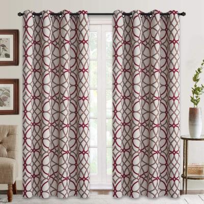 China Local Blackout USA Delivery Thermal Insulated Jacquard Geometric Pattern Blackout Curtains For Bedroom (2 Panels) for sale