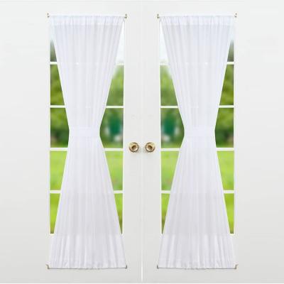 China Wholesale Blackout US Local Delivery 2 Panels Sheer White French Door Voile Curtains For Living Room (2 Panels) for sale