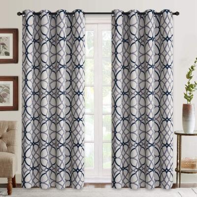 China Blackout US Local Delivery Geometric Pattern Thermal Insulated Home Jacquard Blackout Curtains (2 Panels) for sale