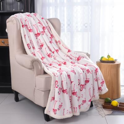 China Wholesale Local Free Shipping Comfortable Flamingo Thick Velvet Sherpa Fleece Anti-Static Throw Blanket Flush Blanket For Bed And Couch for sale