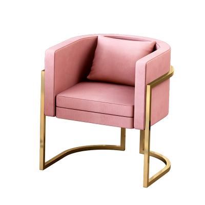 China Luxury Modern Comfortable Luxury High Quality Stainless Rose Gold Living Room Velvet Accent Leather Chair for sale