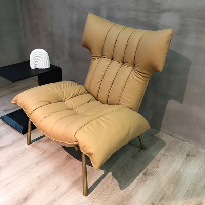 China Recliner Leather Chair Recliner Single Metal Top Design Simple Back Frame Modern Living Room Extended Leather Chair for sale