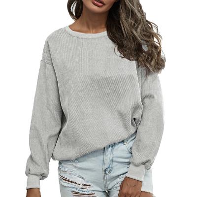 China anti wrinkle anti wrinkle custom plus size sweatshirt women long sleeve ribbed sweatshirt crewneck pullover for sale