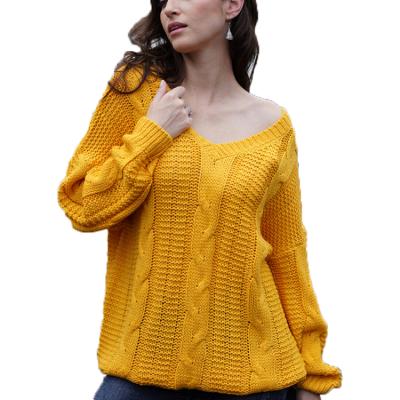 China Winter Rope Sweaters Women Elegant V-Neckline Twisted Sweater Anti-Shrink Anti-Shrink Tops Sweater Knitting Long Sleeve for sale