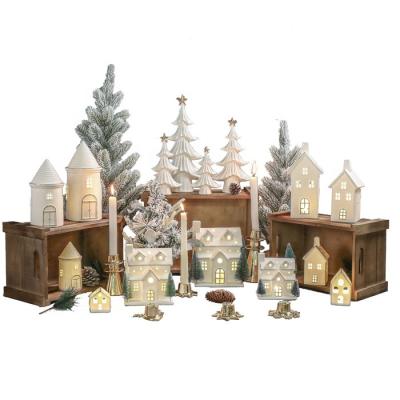 China Ceramic Christmas Home Decorations Christmas Decoration With LED Light for sale