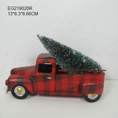 China Christmas Home Metal Decorations Red Christmas Truck Tree Ornament for sale