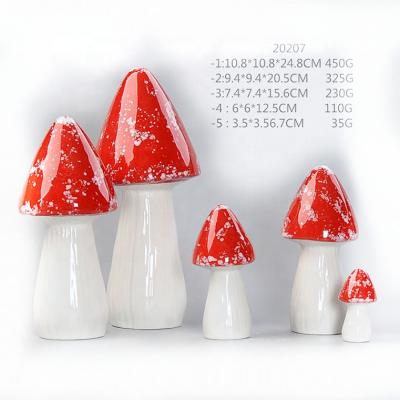 China Contemporary Ceramic Crafts Small Mushroom For Garden Ornaments for sale