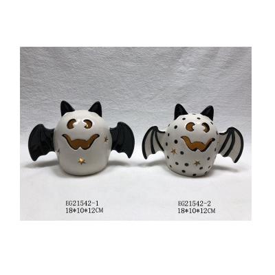 China Popular Cute Halloween Decorations Halloween Bat Shaped Ceramic Halloween Decorations for sale