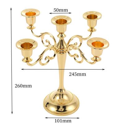 China Wedding Decorations Gold Or Silver Luxury Five Candle Holder Candlesticks For Wedding Decorative for sale