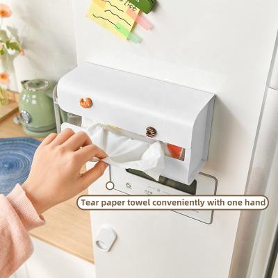 China Modern Magnetic Tissue Dispenser Refrigerator Tissue Dispenser White Top Selling Amazon Tissue Paper Box for sale