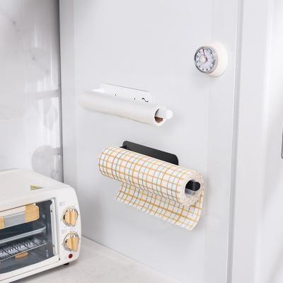 China Customized Modern Magnet Kitchen Roll Holder Punch Paper Towel Holder Free Magnetic Tissue Paper Holder for sale