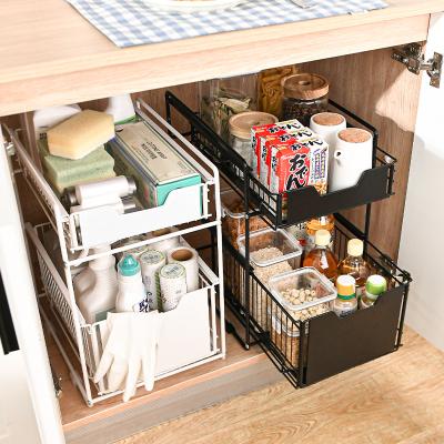 China Customized Viable Under Sink Organizer Kitchen Cupboard Space Saving Organizer With Slide Drawer for sale