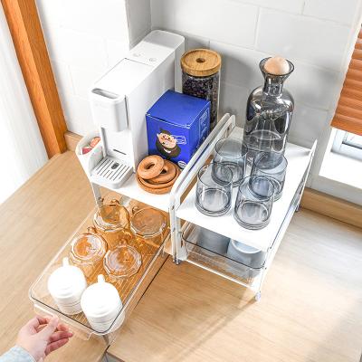 China 2022 Sustainable New Arrival 2-Tier Coffee Cup Holder Countertop Organizer Pull Out Cabinet Organizer for sale