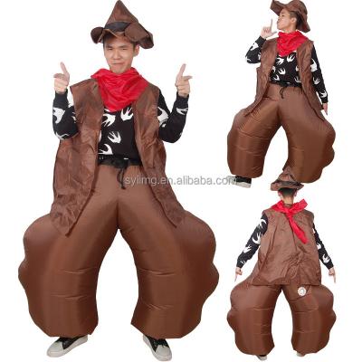 China The Giant Inflatable Costume Animal Holiday Party Cowboy Costume Cartoon Cosplay Halloween Inflatable Costume Fat Suit Fat Blow Up Costume Cosplay Brown for sale