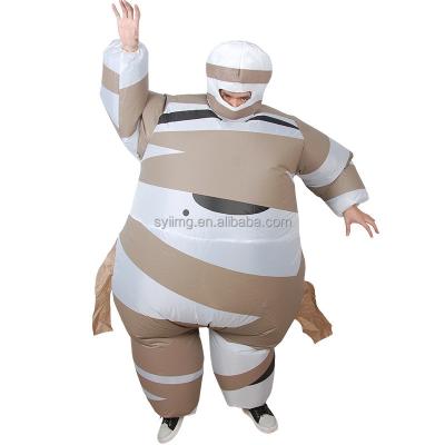 China Gray Halloween Inflatable Costume Blow Up Costumes Cartoon Fat Man Cosplay Costume Funny Holiday Party Inflatable Fat Giant Costume for sale