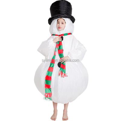 China Holiday Party Animal Giant Inflatable Fat Giant Snowman Costume Cartoon Cosplay Inflatable Halloween Costume Cosplay Fat White Blow Up Costume for sale