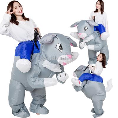 China Cosplay Cartoon Costume Animal Ride On Kid Inflatable Holiday Party Bunny Costume A Giant Inflatable Costumes Easter Customize Costumes Gray Blow Up Suit for sale