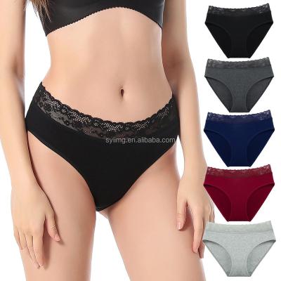 China Plus Size Antibacterial Women's Underwear Lace High Rise Briefs Relieve Women Panties for sale