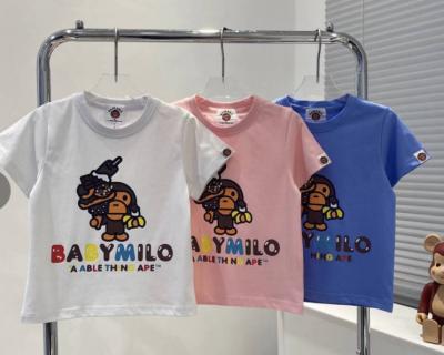 China High Quality 100% Girls Boys Blue Anti-pilling Fashion Cotton T-Shirts Shirts for sale