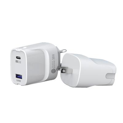 China 38W Mobile Phone For iPhone PD Charger Travel QC3.0 Portable Fast USB Wall Charger With Custom Logo for sale